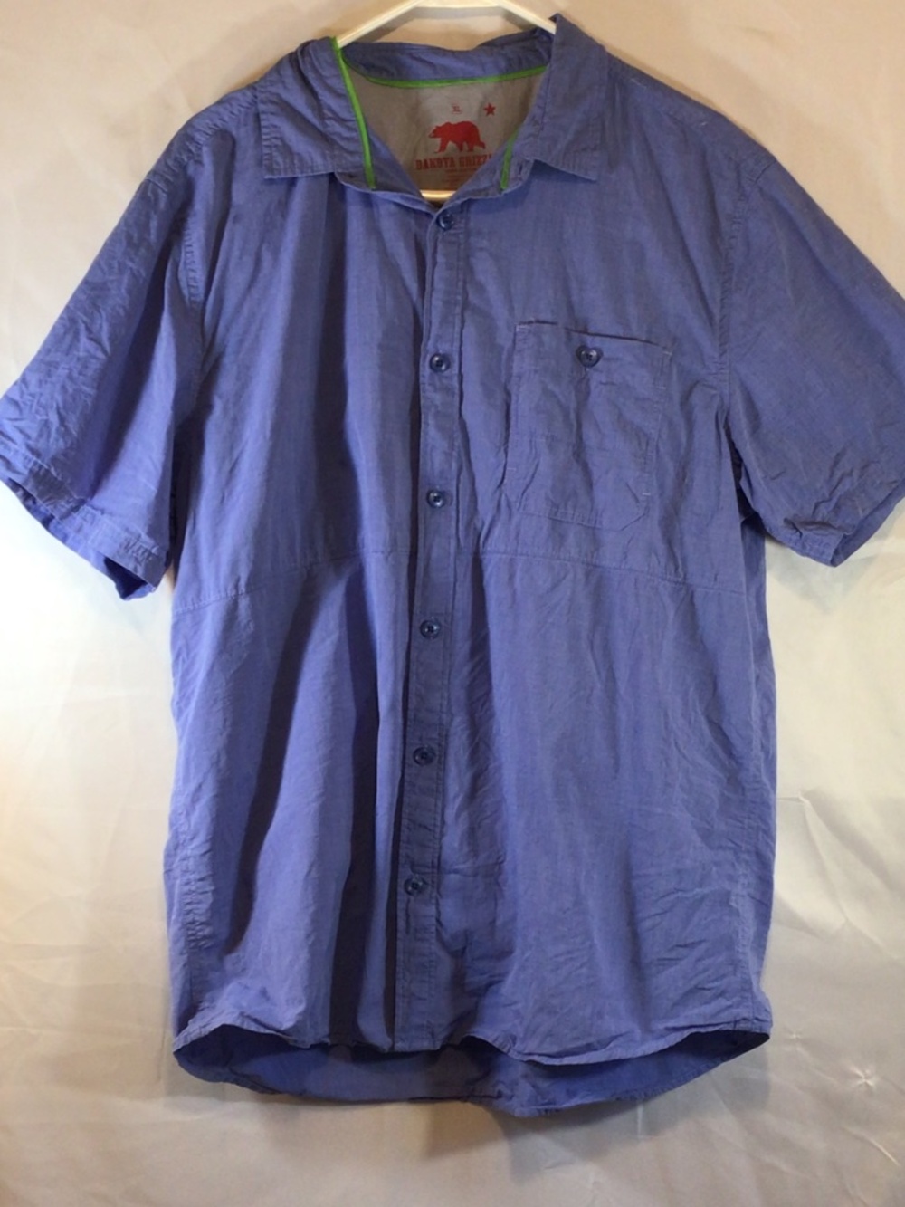 Dakota Grizzly Men's XL Blue Short Sleeve Button Up Shirt 100% Cotton Casual Out